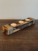 Drewniany świecznik na tealighty 3szt. – rustykalny boho handmade dekoracja