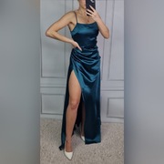 Butelkowa satynowa sukienka maxi długa  S 36