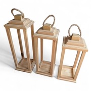 Zestaw trzech lampionów ze sznurkiem lakierowane 