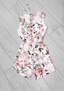 Nowy krótki kombinezon damski w kwiaty, Red Fireball 