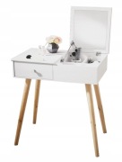 Biała toaletka z lustrem SMUKEE - nowa drewniana