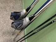 Biegówki Tecno Pro 183cm 52/45/49mm  + buty R40 NNN Rottefella + Kije Leki