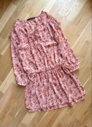 Kwiecista jedwabna sukienka boho ze zdobieniami Zara r. S