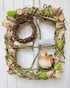 Dekoracja zawieszka całoroczny stroik wianek wiosenny diy ozdoba ptaszek