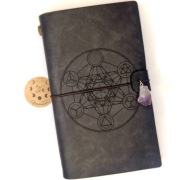 Czarny Skórzany Notatnik Notes Dziennik Ametystem