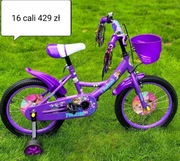 Rower dla dzieci. Koła 16".Fioletowy. + kółka boczne.Nowy