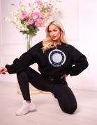 Milla Rossi bluza damska czarna oversize regulowana bawełna
