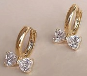 Kolczyki kokardki z cyrkonią pozłacane + pudełko 