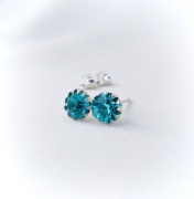 Srebrne kolczyki kolorowe cyrkonie sztyft srebro 925