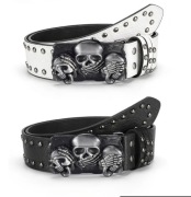 Biały pasek czaszki Y2K Goth Alt Grunge Punk Streetwear Vintage Goth Emo