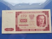 100 złotych 1948r seria L (6cio cyfrowa)  Stan piękny!