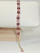 Bransoletka Stokrotki Bordo i Róż Handmade – Stal Szlachetna