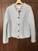 Wełniany sweter na guziki kardigan H&M Premium gruby wełna S