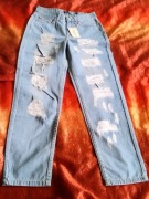 let it be jeans 34 light blue pistroy jensy z przedarciami dziurami rock 