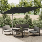 PARASOL Wiszący vidaXL z podwójną czaszą, czarny, 400x300 cm