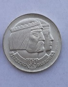 100 zł Mieszko i Dąbrówka 1966 Próba srebro twarze