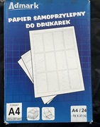 Etykiety samoprzylepne A4 admark 6op x 24 x 100