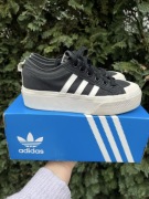 Czarne sneakersy trampki na grubej podeszwie Adidas nizza platform 38