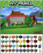 Klocki magnetyczne typu Minecraft 256 szt i 3 figurki