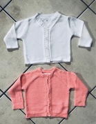 Sweterek 2-szt Biały i Różowy Rozpinany, rozm.68
