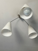 Żyrandol trzy ramienny białe szkło i srebrny metal Piękny stan bardzo dobry