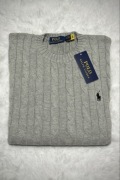 Polo Ralph Lauren sweter vintage cable knit szary basic S unisex