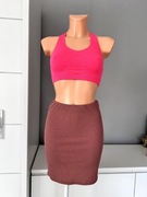 Różowy neonowy stanik, biustonosz sportowy, do ćwiczeń XS 34 S 36, wygodny