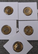  2 zł złote 2006 r Obiegowe. 5 sztuk Menniczych Monet PROSTO Z WORECZKA 