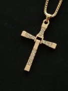 Krzyż - naszyjnik, wisiorek z  łańcuszkiem Fast and The Furious  7 złoty 