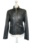 Kurtka skórzana ze stójką Massimo Dutti, czarna, XL