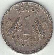 Indie 1 rupia 1976 C - 28 mm - Kalkuta