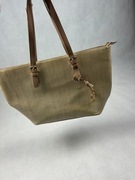 Piękna duża torebka torba shopper elegancka na nadgarstek duża bezowa