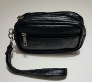 Saszetka biodrówka nerka czarna podszewka 3 kieszenie vintage 80-te 90-te