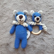 Miś z grzechotką przytulanka maskotka prezent rękodzieło  handmade