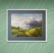 OBRAZ W RAMIE GRAFIKA " LETNI DESZCZ" 50x70 CM