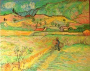 Kopia Van Gogh " pole ze żniwiarzem" 73x92 Olej na płótnie
