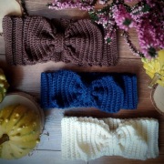 Opaska na głowę z kokardą M wełna różne kolory