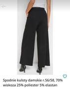 Spodnie kuloty damskie r.56/58, 70% wiskoza 25% poliester 5% elastan