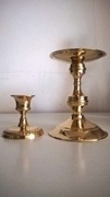 Dwa świeczniki z mosiądzu zabytkowe świecznik mosiądz PO RENOWACJI