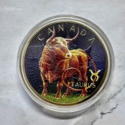 Stara Moneta Kanada 5 dolarów Elżbieta II Byk Taurus 2018 r. kolorowana