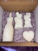 Piękny zestaw świec szampan 1 figurka serce w pudełku ślub wesele urodziny 