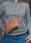 Rowallan skórzana mała torebka listonoszka brązowa skóra naturalna nerka