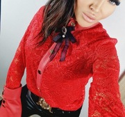 La Diva  koszula koronka z eko skóra S