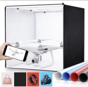 Składane pudełko do fotografii studyjnej 80 cm z 2 LED i 4 tłami