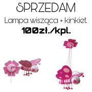 Lampa wisząca plus kinkiet motyl kolor różowy 