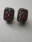 Granaty srebro kolczyki super stare