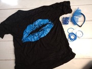 Strój lat 80 opaska koraliki kolczyki gumki r. 40