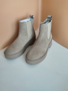 Tommy Hilfiger Botki damskie Chelsea Minimal Suede – Beżowe, Skóra, r. 36