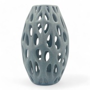 Wazon ozdobny Voronoi – unikalna siatka owalnych otworów – ciemny marmur