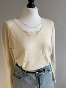 Klasyczny kremowy sweter bluzka damska z wiskozą ecru